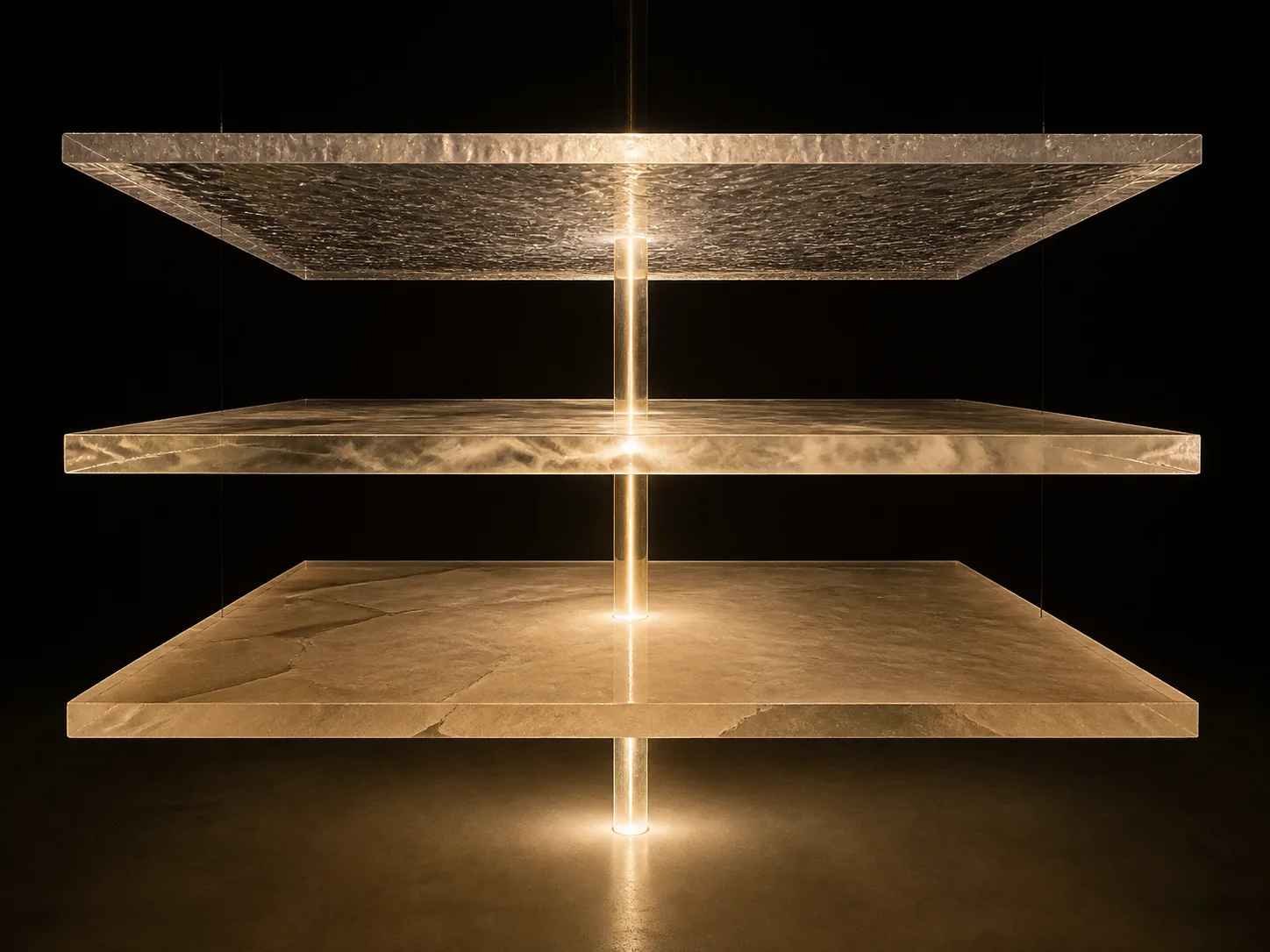 Three luminous layers suspended in space