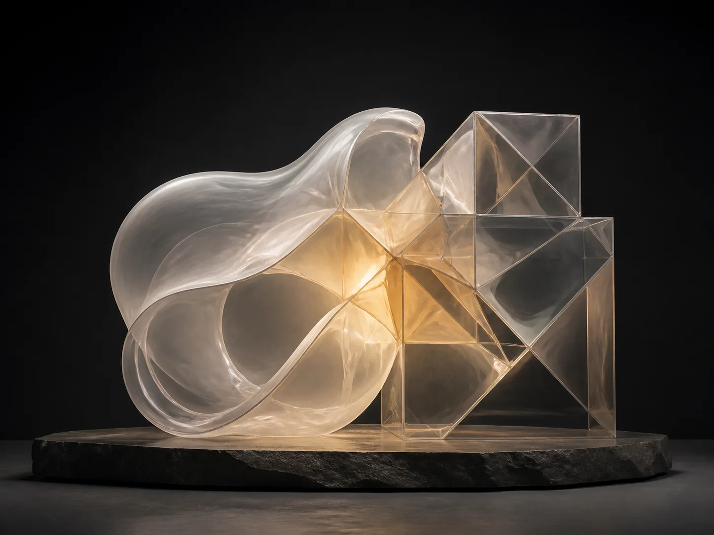 Organic and geometric forms reshaping one another